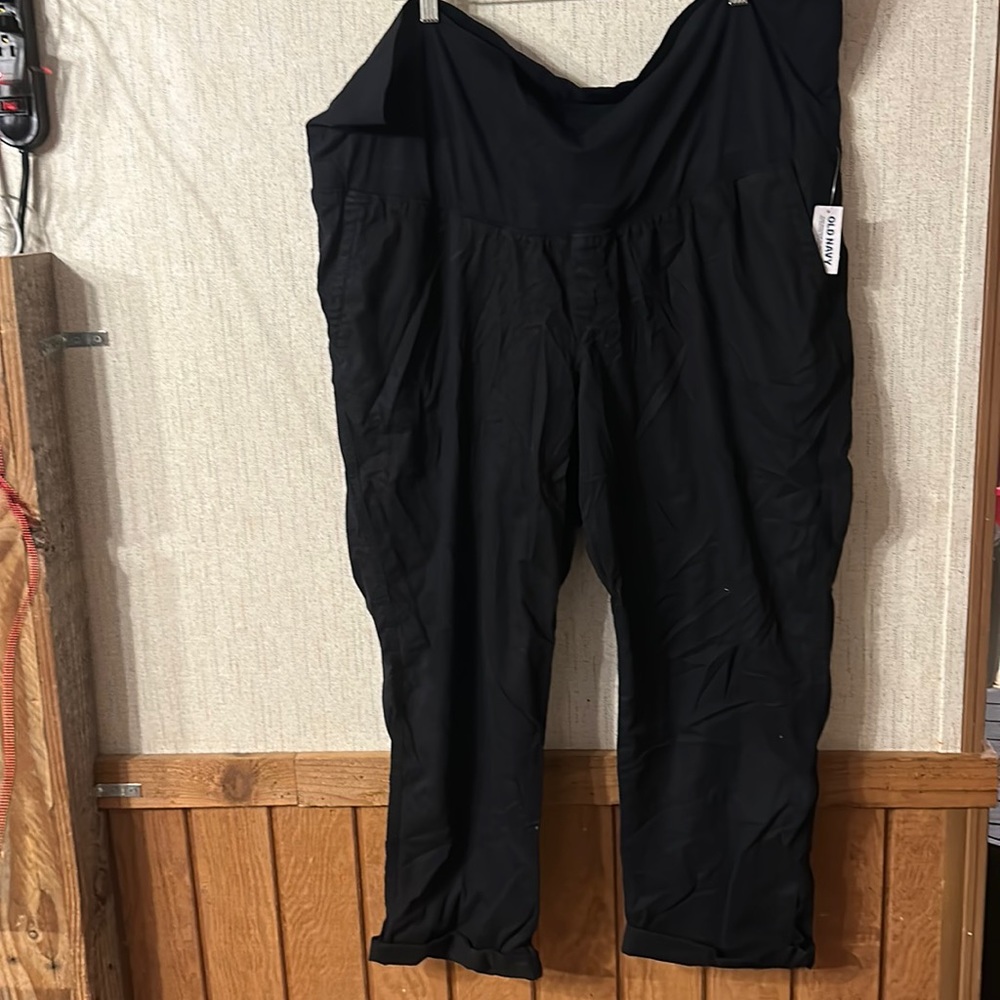 OLD NAVY MATERNITY ROLL-OVER WAIST CHINO PANTS: BLACK: NWT: SZ XXL
